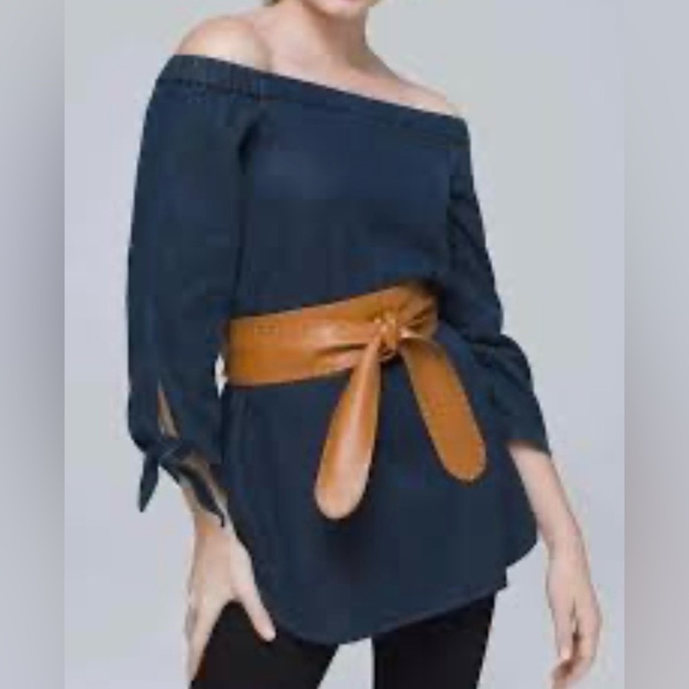 NWT White House Black Market Denim Off The Shoulder Blouse